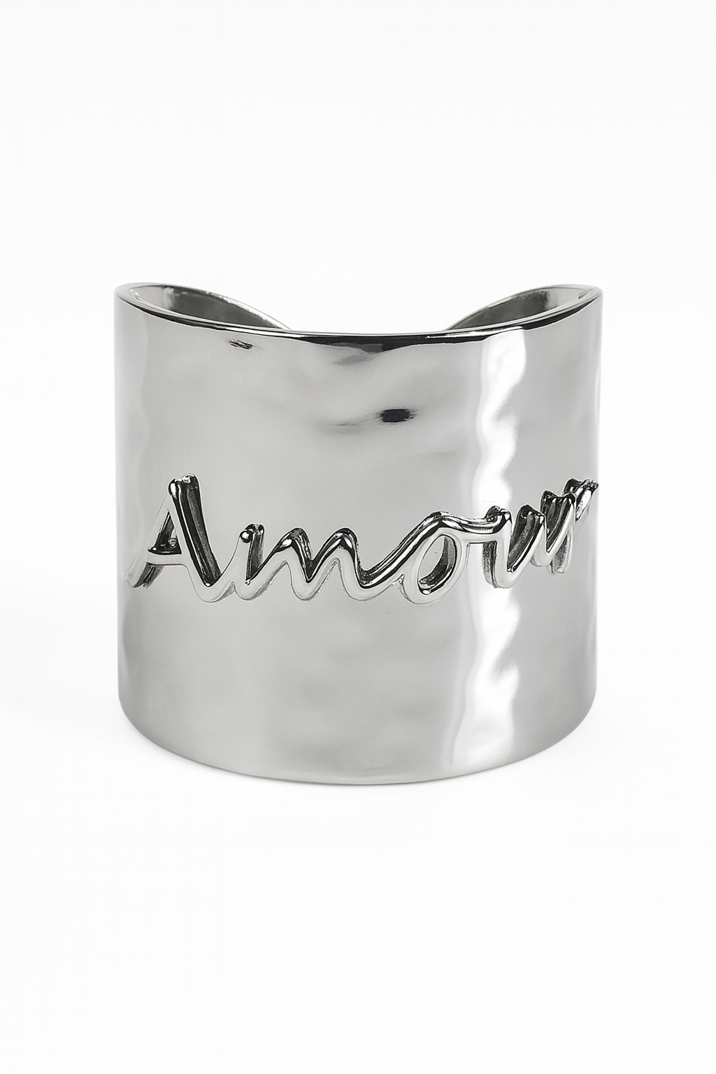 Bague Lèw enmé argentée en acier inoxydable avec inscription Amour