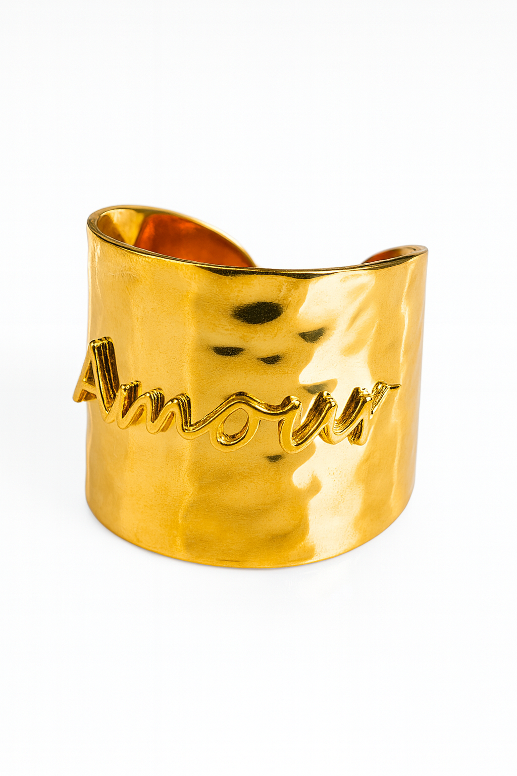 Bague Lèw enmé dorée en acier inoxydable avec inscription Amour