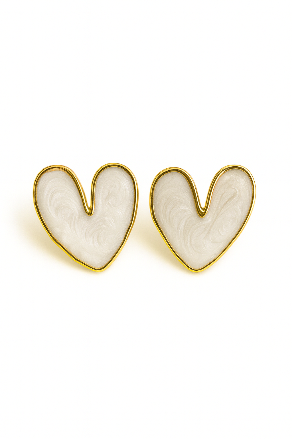 Boucles Moyo en acier inoxydable doré, cœurs émaillés multicolores