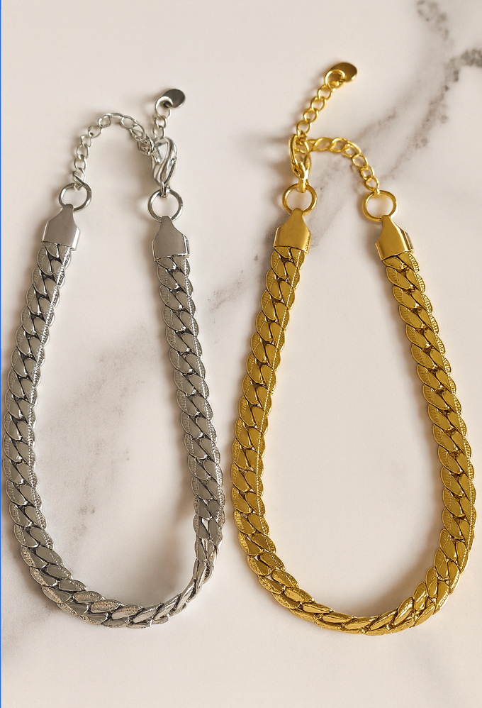 Paire de chevillères Taya dorée et argentée, bijoux minimalistes