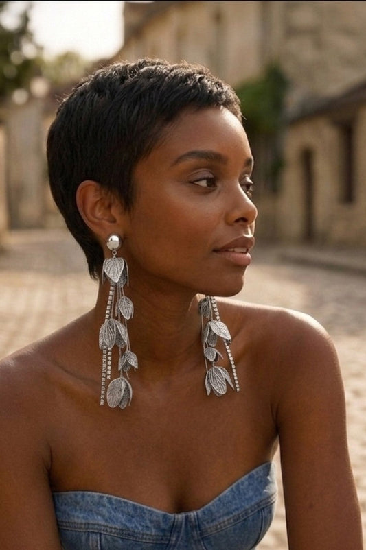 Boucles d’oreilles BALATA argentées portées