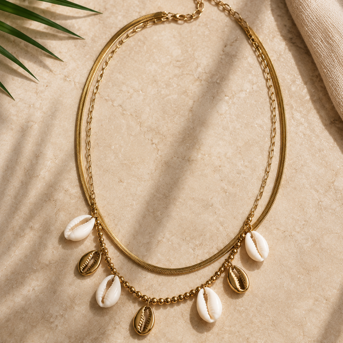 Collier Lukasa — Cauris, Perles,Chaîne