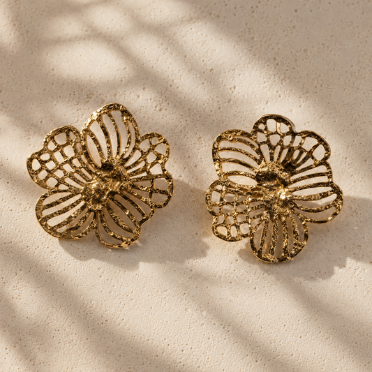 Boucles d’oreilles ÉCLOSE dorées en acier inoxydable