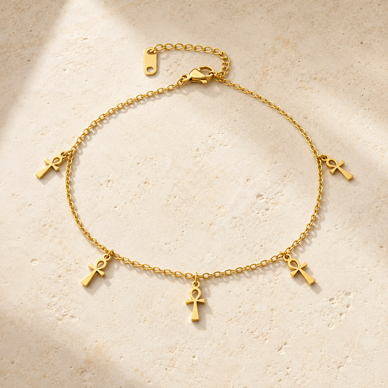 Chevillière ANKA – Bijou de cheville Ankh en acier inoxydable