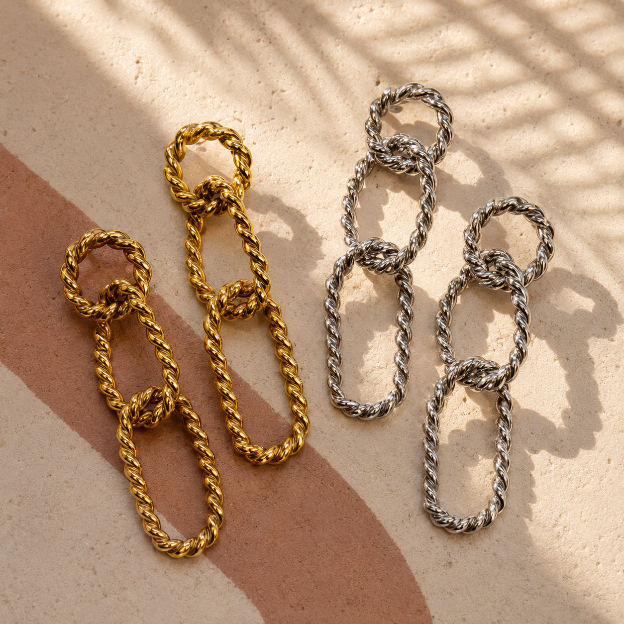 SANBLÉ boucles d’oreilles dorées et argentées