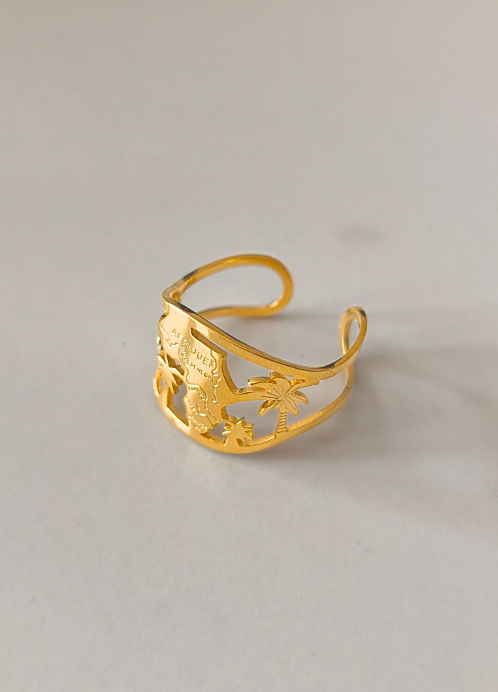 Bague symbolique Alkebulan dorée, hommage aux racines africaines
