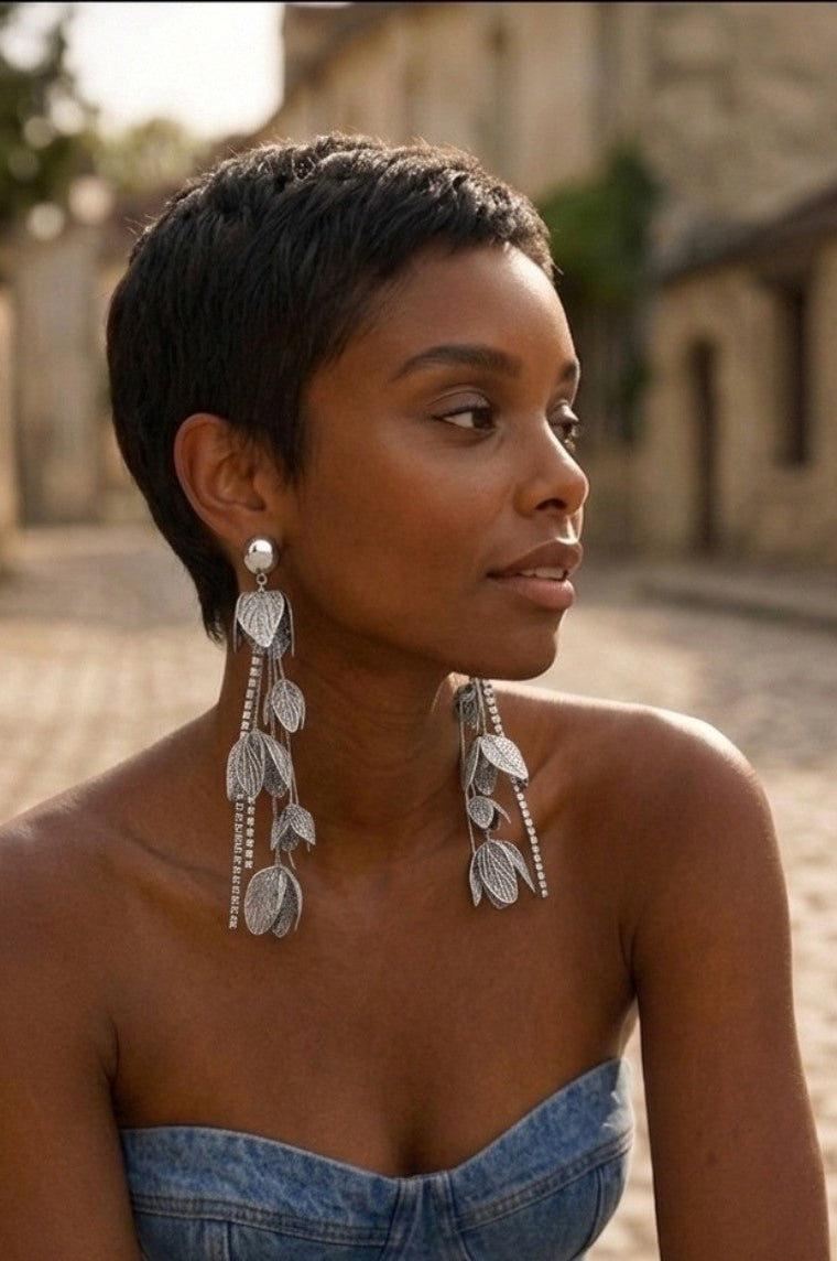 Boucles d’oreilles BALATA argentées portées