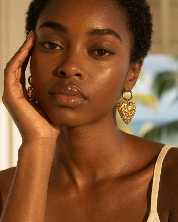 AN MITAN KÈ — Boucles d'oreilles cœur martelé