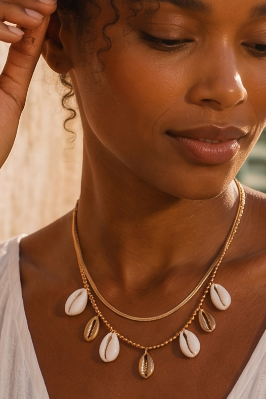 Collier Lukasa — Cauris, Perles,Chaîne