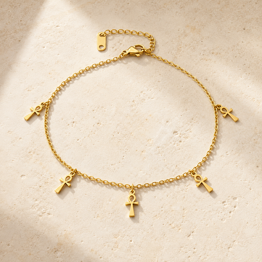 Chevillière ANKA – Bijou de cheville Ankh en acier inoxydable